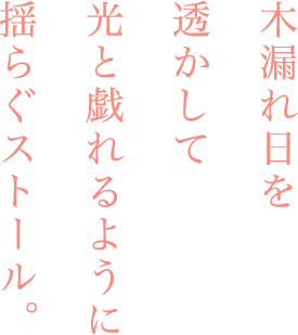 木漏れ日を透かして光と戯れるように揺らぐストール。